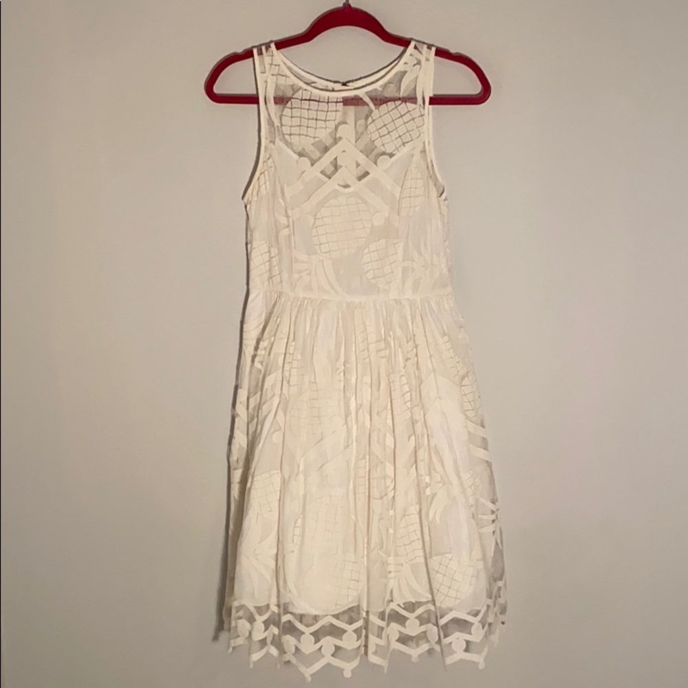 Anthropologie Maeve White Lace Pineapple Dress